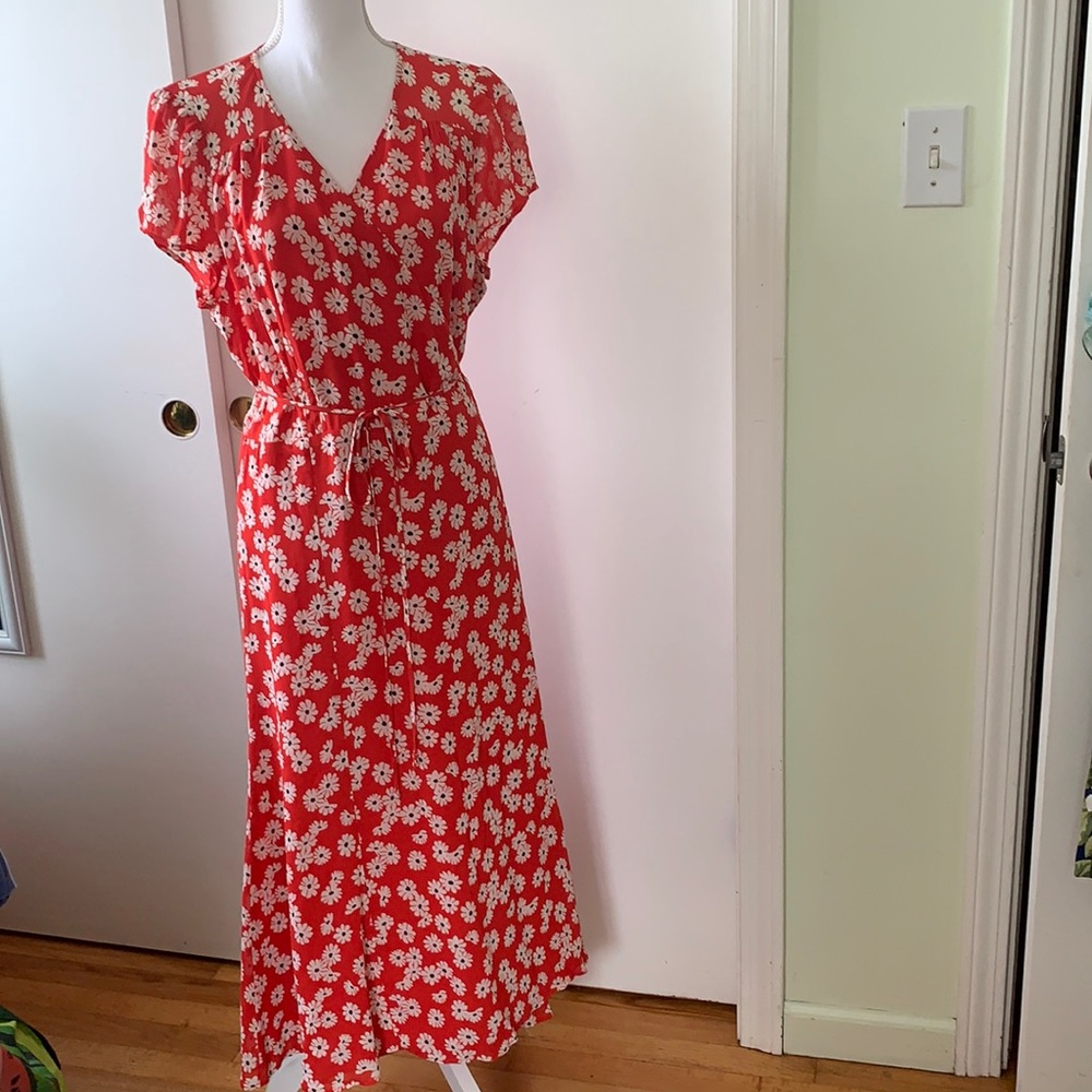 Reformation Carina Wrap Dress in Oopsie Daisy 1X